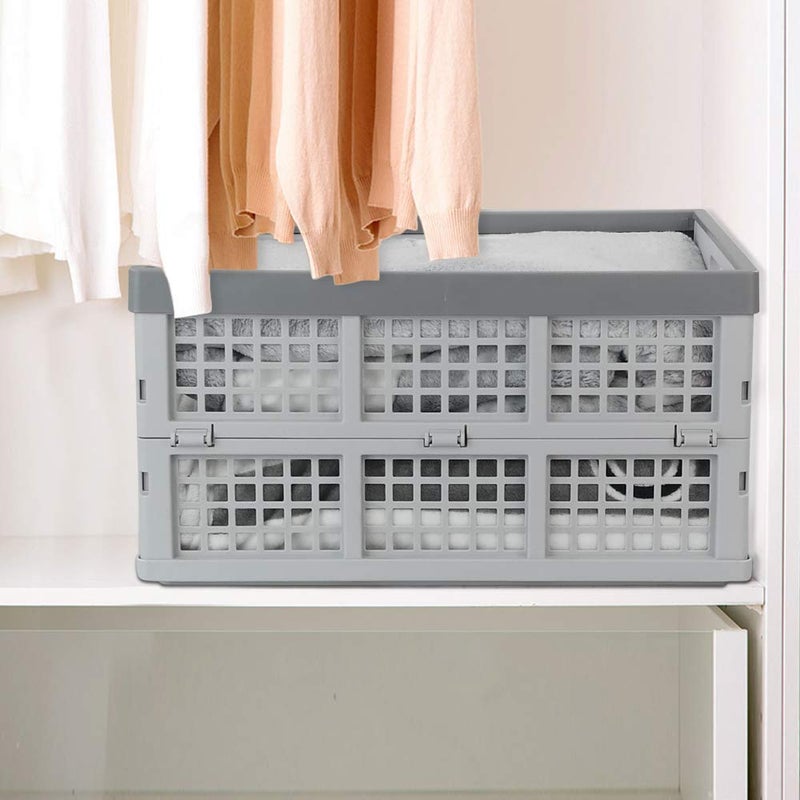 Doryh 34 Quart Plastic Crates, Collapsible Storage Crates/Stackable Storage Container Basket, 2-Pack - Image 4